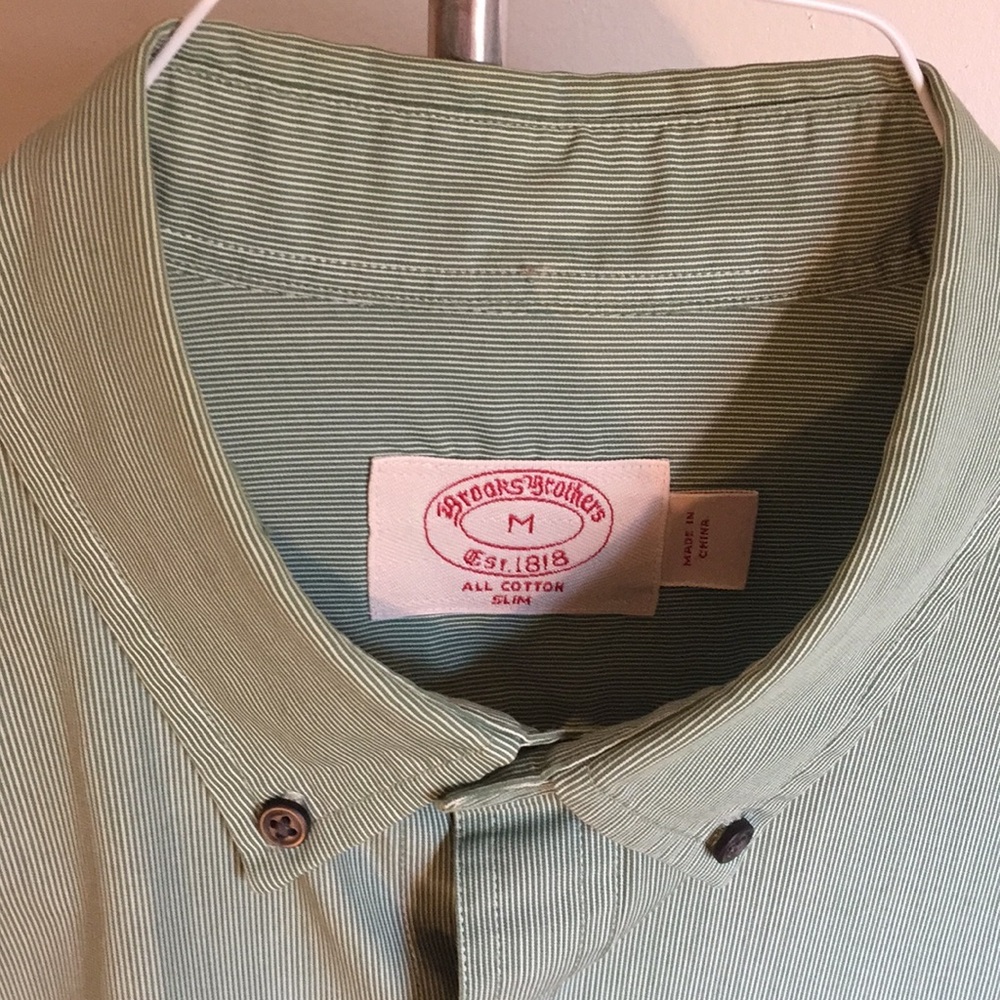 Men's Brooks Brothers Sport Shirt Green/White